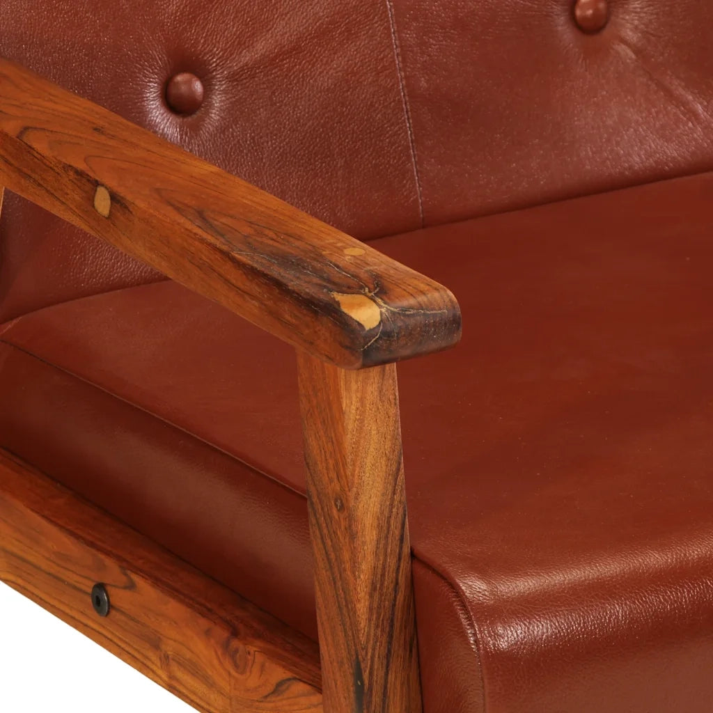 Poltrona-Divano Sedia-Poltroncina Marrone in Vera Pelle 610284