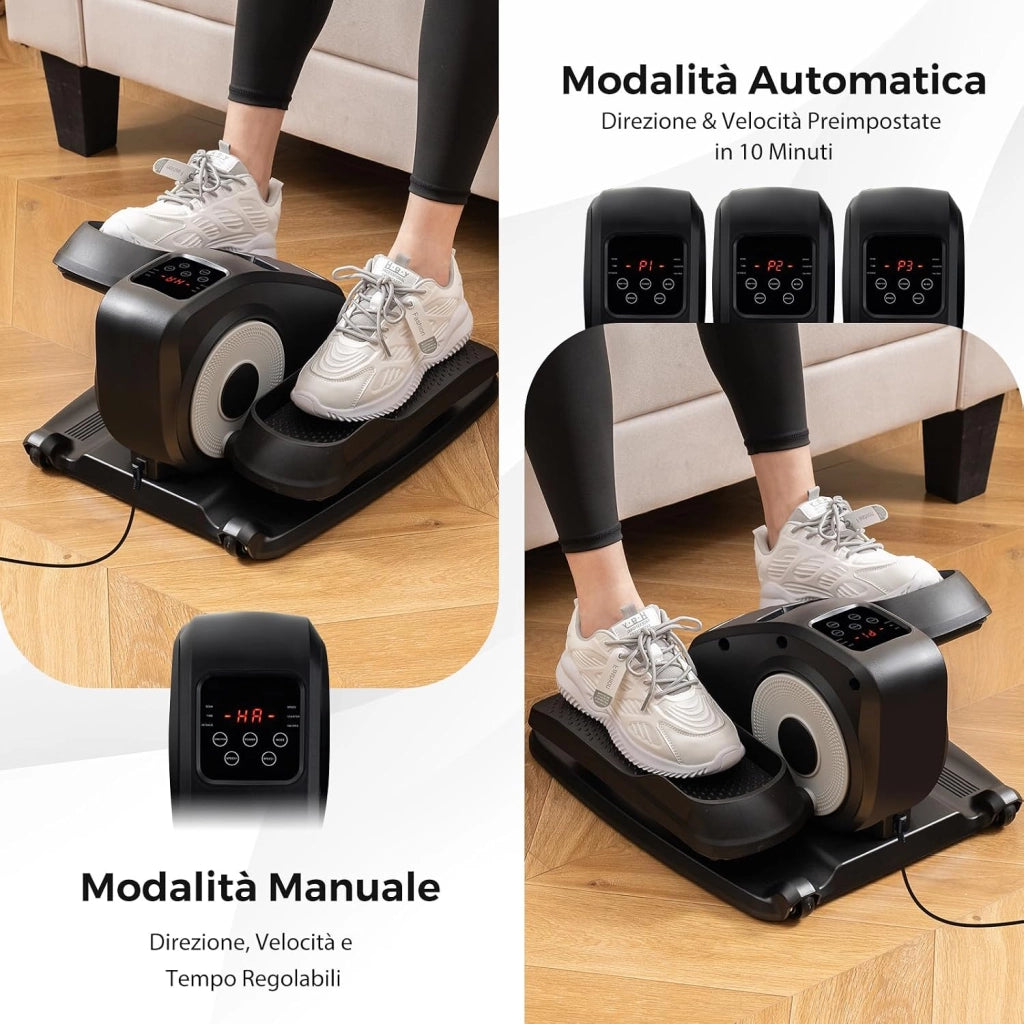 Pedaliera Elettrica Ellittica da Scrivania, Cyclette da Seduti per Gambe per Anziani con Monitor Display, Controllo Remoto, Esercitatore Silenzioso e Portatile per Casa e Ufficio
