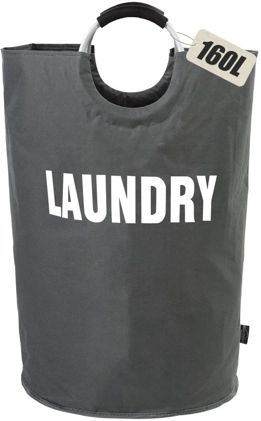 Set di asciugamani da bucato pieghevoli 160L, 7 colori, sacchi da bucato pieghevoli, contenitore per capi (grigio scuro, XXL) - ecocompatibile