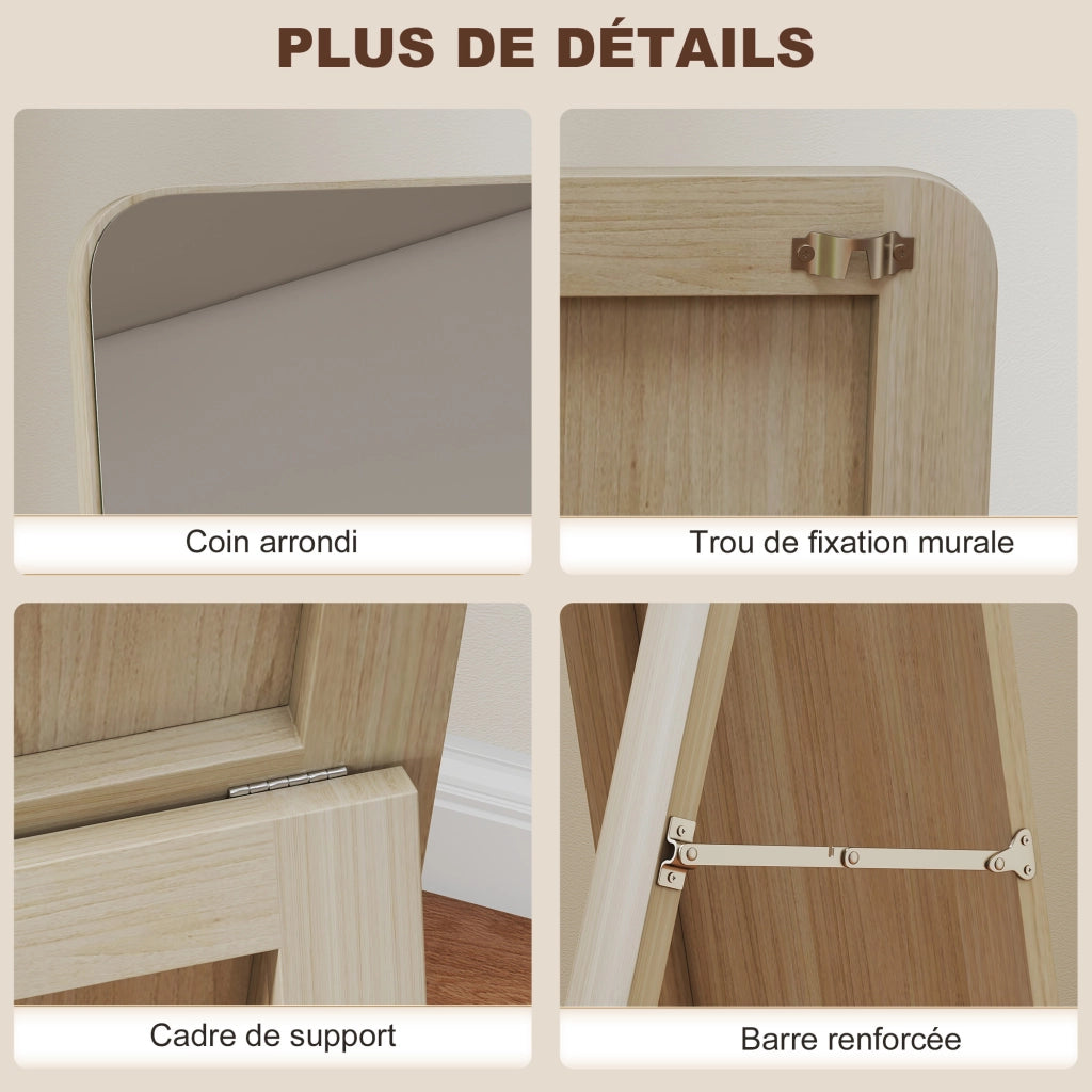Specchio a Piede e Muro Rettangolare ¨C zephmum ¨C 37x43x156 cm Legno Naturale