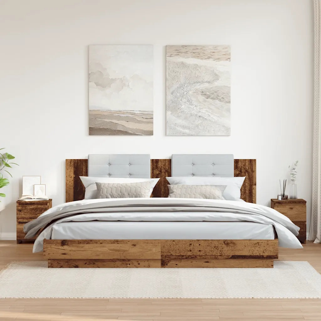 Comodini 2 pz-Set di 2 Tavolino da notte Legno Antico 30x30x40 cm in Legno Multistrato