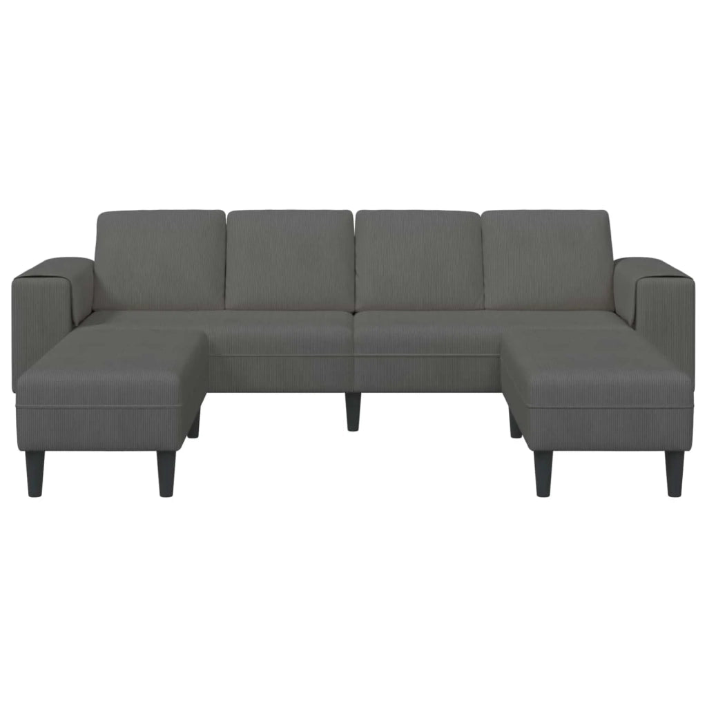Divano Grigio scuro 250 x 188 x 76 cm Tessuto in Cords 3335132