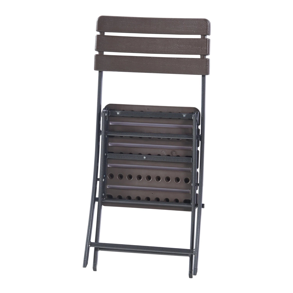 Set di 2 sedie pieghevoli da esterno per giardino campeggio e patio 81 x 46 x 58 cm effetto legno marrone 03_0009637