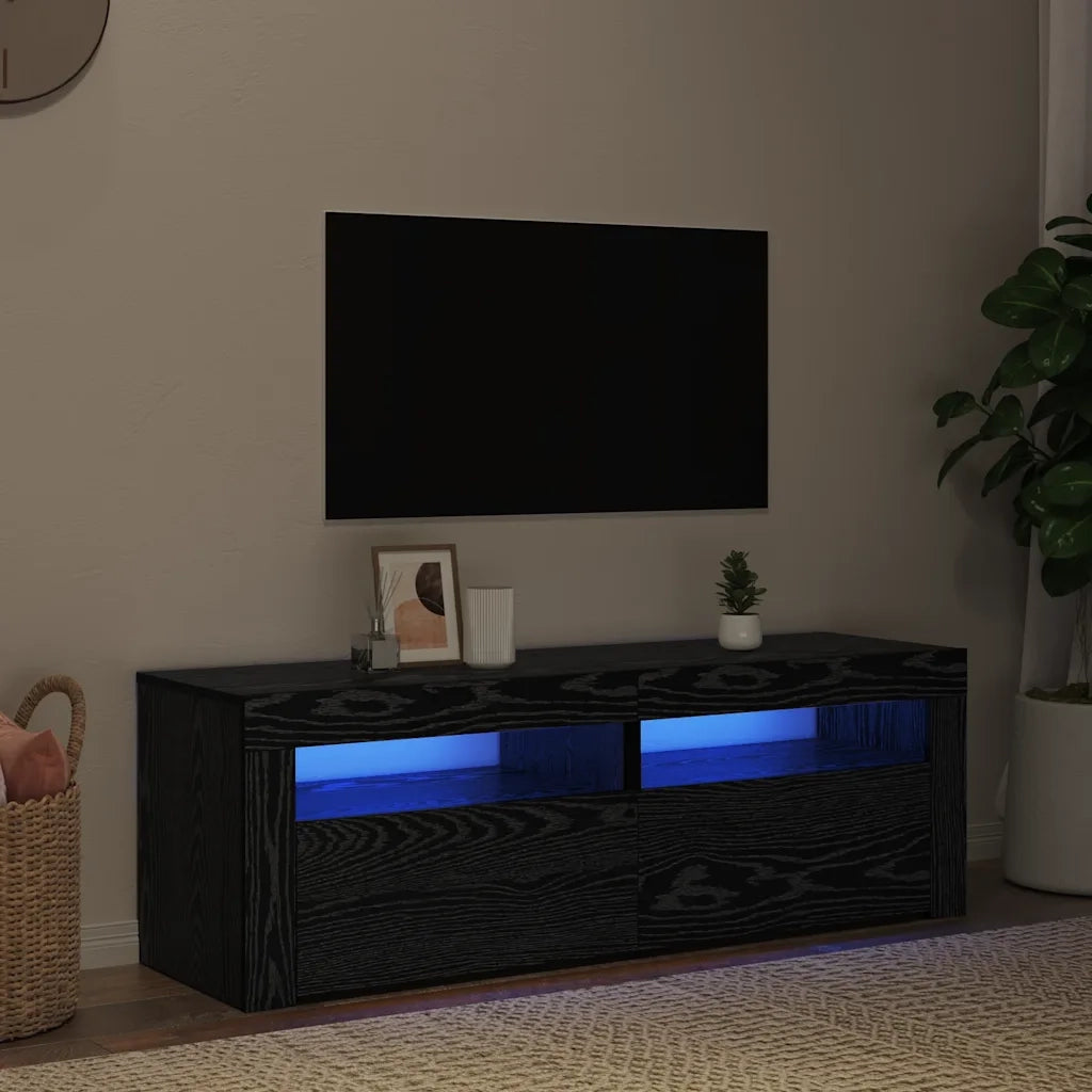 vidaXL Mobile Porta TV con LED Rovere Nero 120x35x40 cm Multistrato