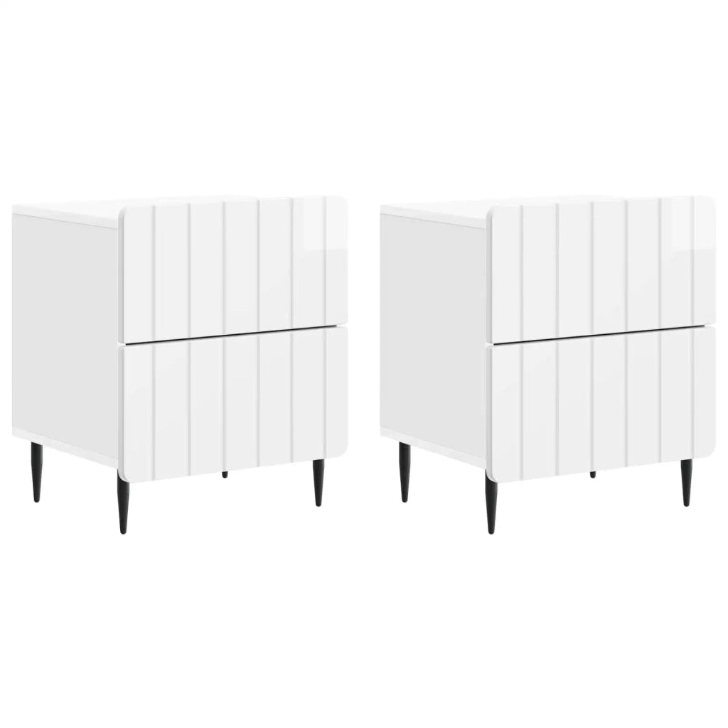 Armadio da Notte 2 pcs Bianco Lucido 43 x 34,5 x 49,5 cm