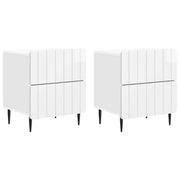 Armadio da Notte 2 pcs Bianco Lucido 43 x 34,5 x 49,5 cm