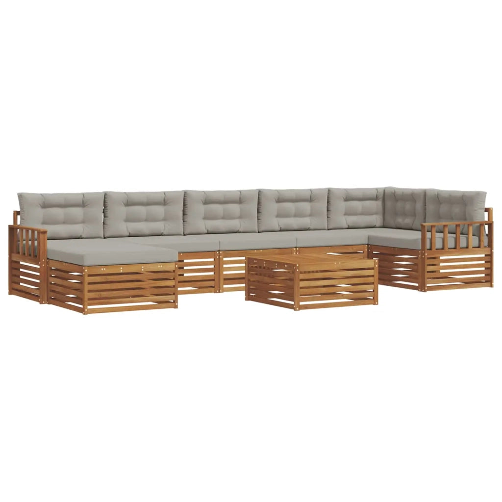 Set di divani da esterno 8 pcs Grigio Naturale e Chiaro