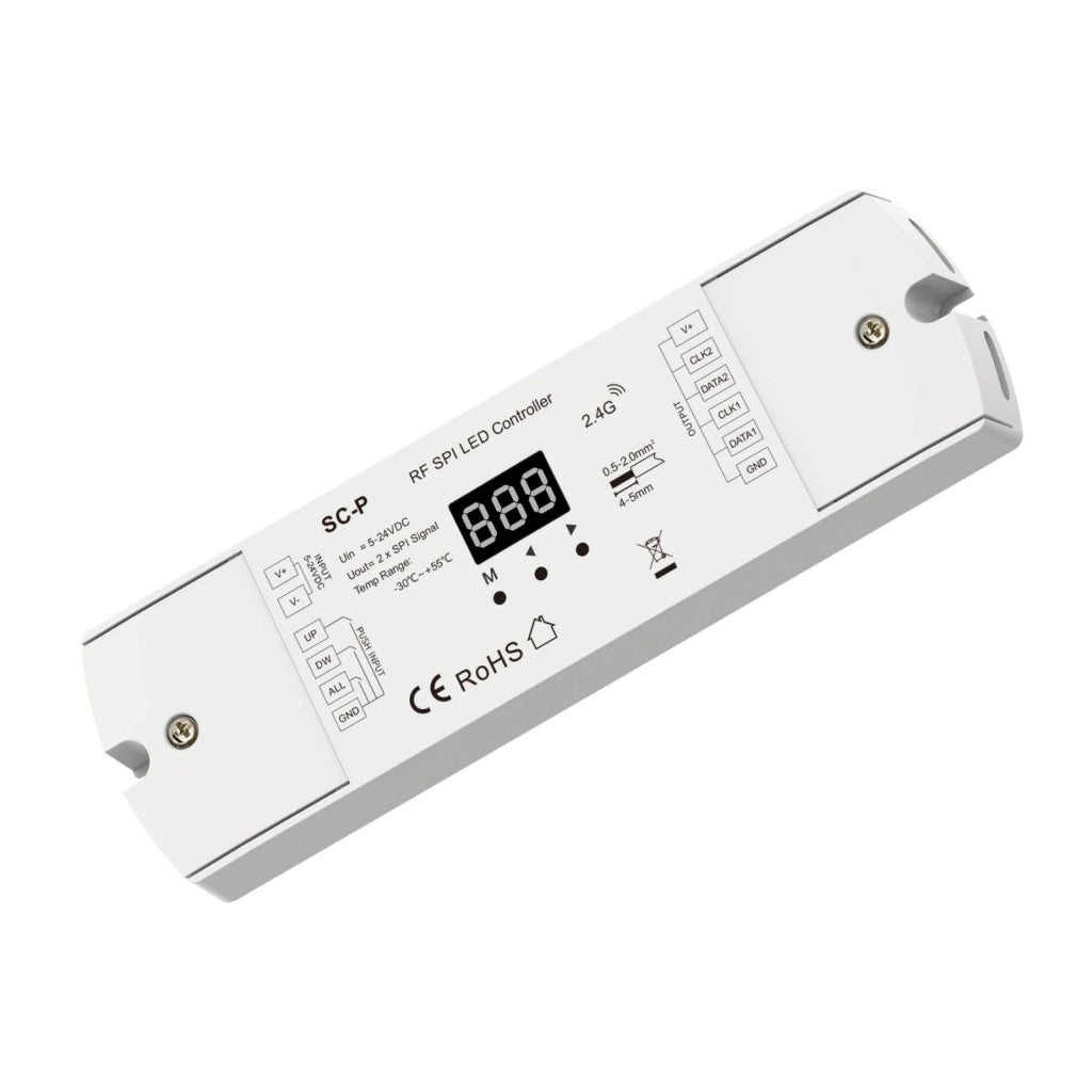 Controller SPI per Strisce LED Running Scale, RF 2.4GHz, 3 Push Pulsanti, 5-24V DC