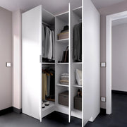 Guardaroba Australia, Mobile angolare per camera da letto, Armadio appendiabiti ad angolo a 3 ante battenti, 133x91h184 cm, Bianco