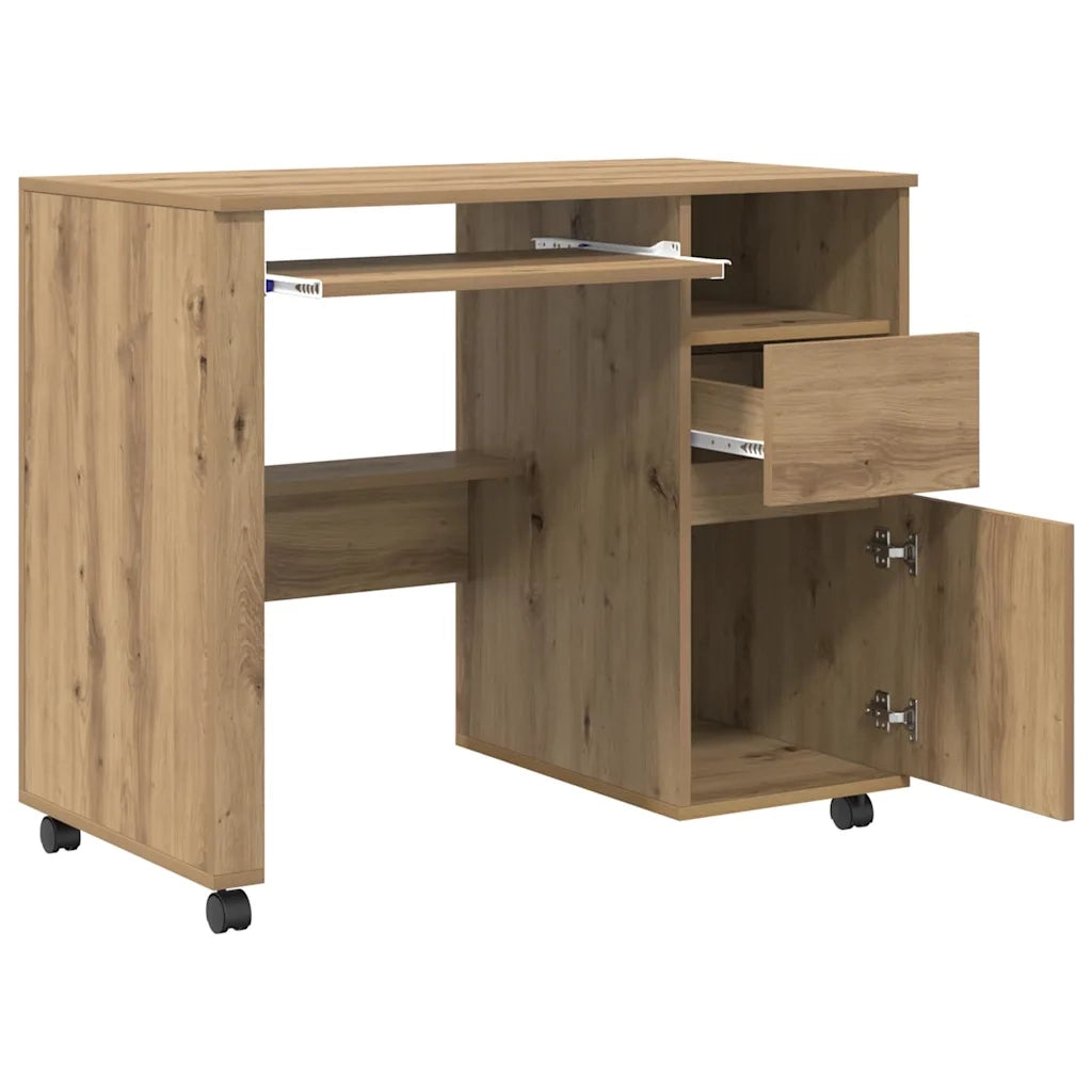 Scrivania con Ruote Rovere artigianale 91 x 50 x 77 cm 869537