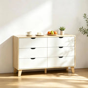 COMÒ 6 Cassetti 120x40x76 cm Bianco e Rovere