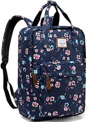 Borsa per Scuola per Ragazze, Adatta a Laptop da 15 Pollici, Borsa Viaggiabile con Cappuccio e Maniglia per Top, Blu Scuro con Fiori