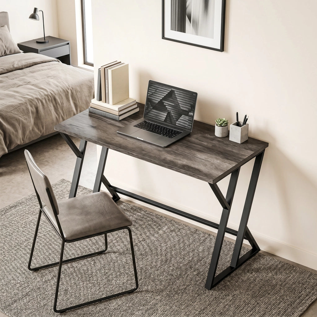 Scrivania per Computer con Cassetto ¨C Zephmum ¨C Grigio, Legno, 120x60cm