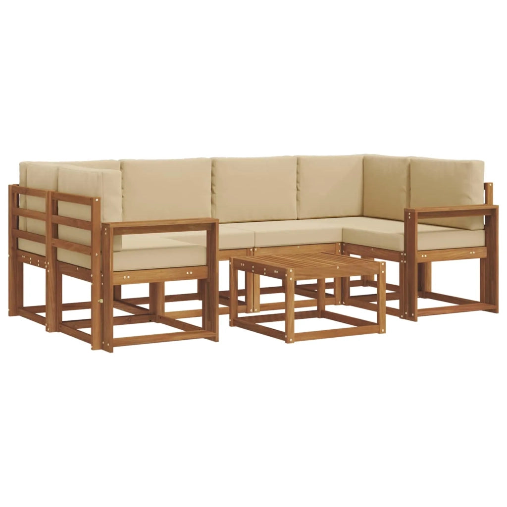 Set di divani da esterno con cuscino 7 pcs Naturale e Beige