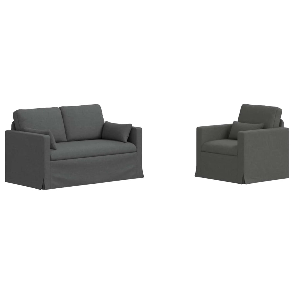 Set di divani 2 pcs Grigio scuro 139 x 78 x 80 cm Tessuto