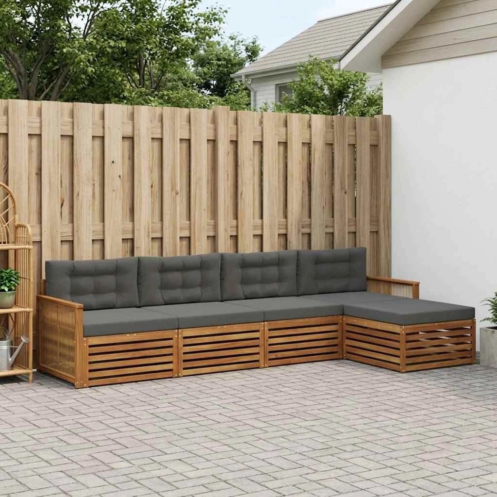 Set di divani da esterno 5 pz Naturale e Antracite 3383240