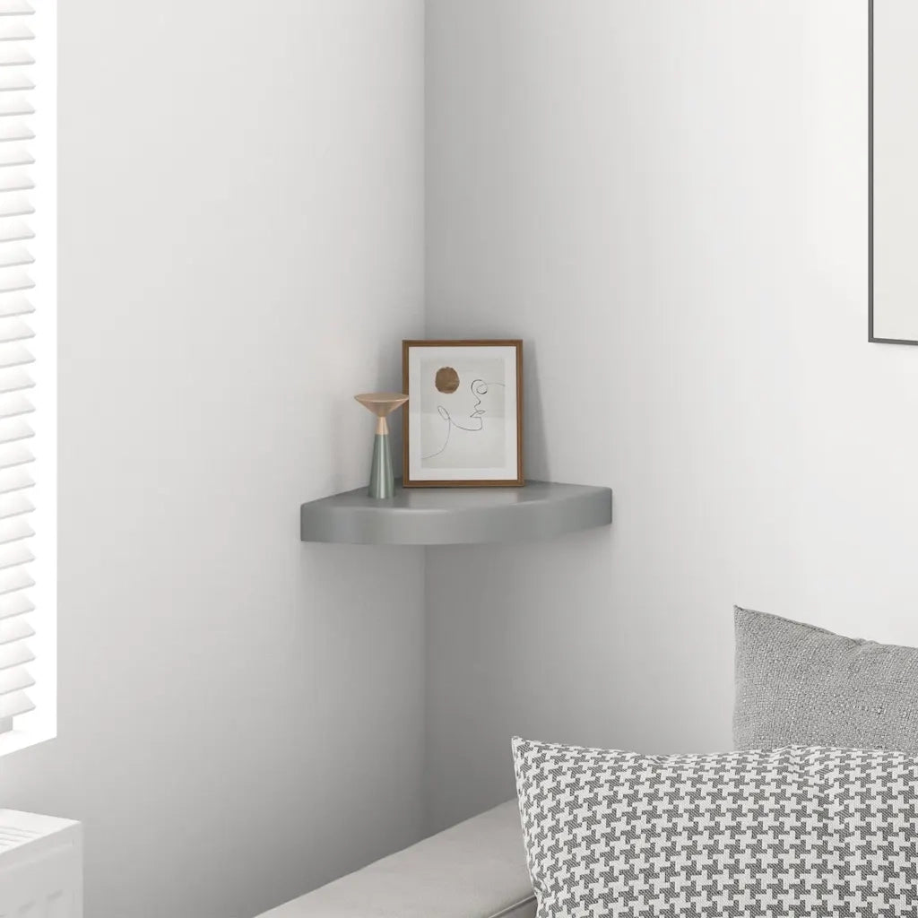 Scaffale Angolare a Parete Grigio Lucido 25x25x3,8 cm in MDF 323892