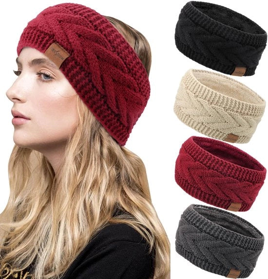 Cappuccio Donna Invernale - Orecchini Caldi - Rivestito con Fleece - Tessuto a Maglia - Elasticizzato - Comodo e Caldo - Orecchini Caldi