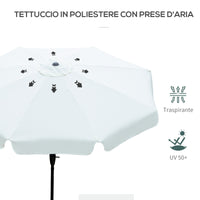 Ombrellone da Giardino Ø2,6x2,5 m Palo Ø38 mm in Alluminio e Poliestere Beige