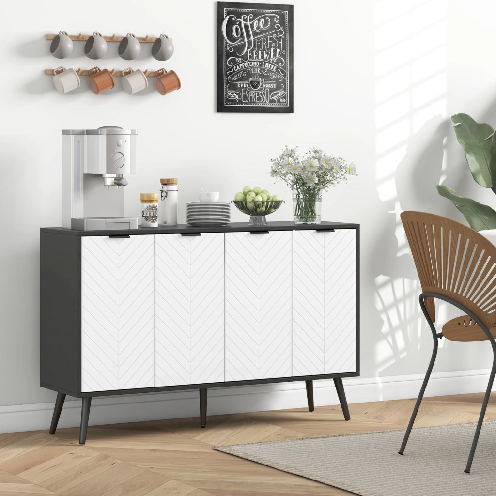 Credenza 4 ante ¨C Xylo ¨C Legno bianco e nero 120x35x77 cm