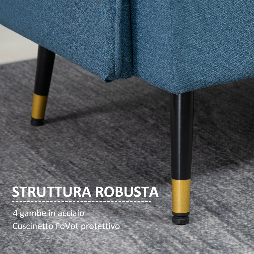 Divano 2 Posti in Tessuto Blu Scuro ¨C zephmum ¨C 139x68x80cm