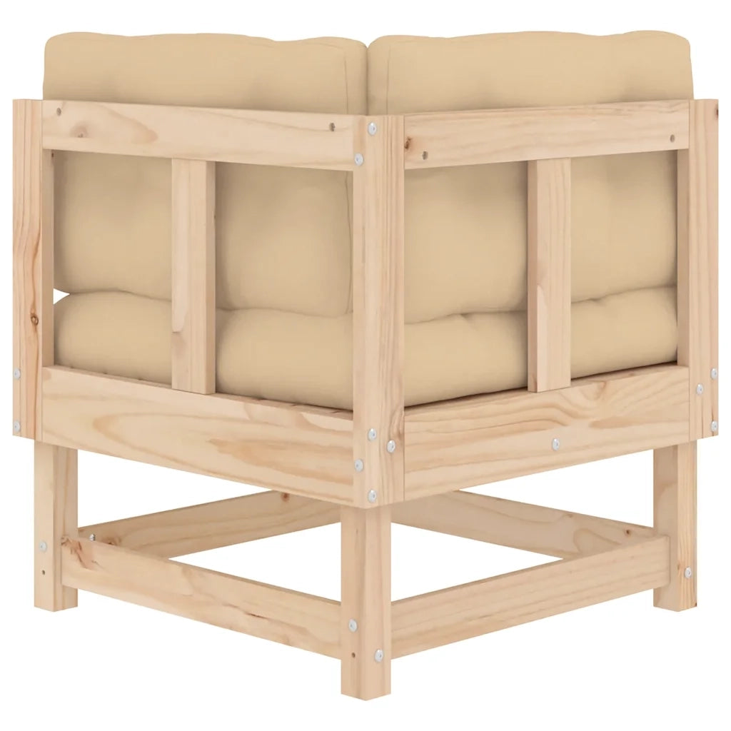 Divano Angolare con Cuscini-Sofa con Cuscini in Legno Massello di Pino