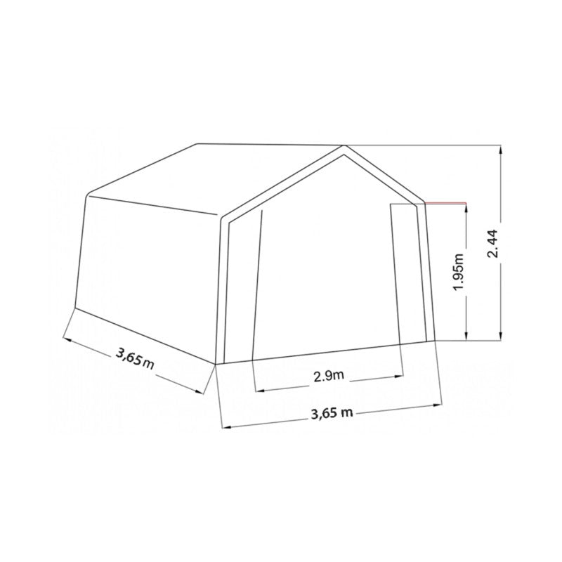 Casetta da giardino in telo rinforzato 3,65x3,65 m – polietilene 195 g/m² – porta zip 290x195 cm – AT3737 Foresta
