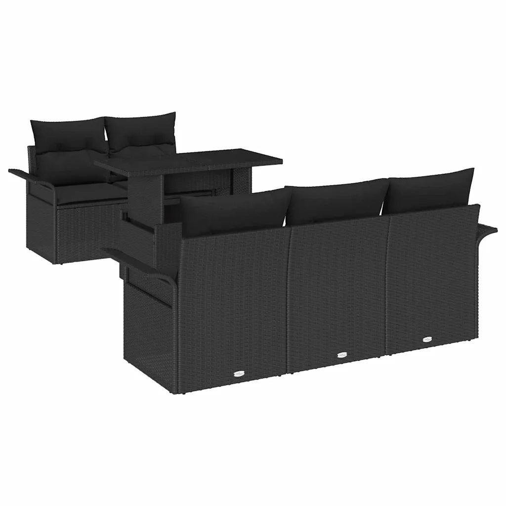 Set Divano da Giardino con cuscino 6 pcs Nero polyrattan 3348199