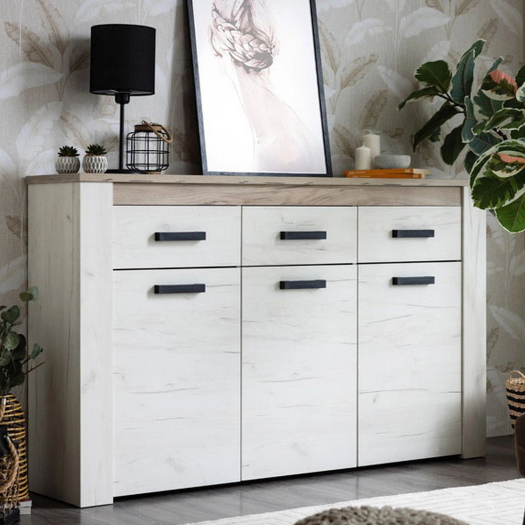 Madia Scena, Credenza 3 Ripiani, 160x36.5x98h cm Bianco Larice