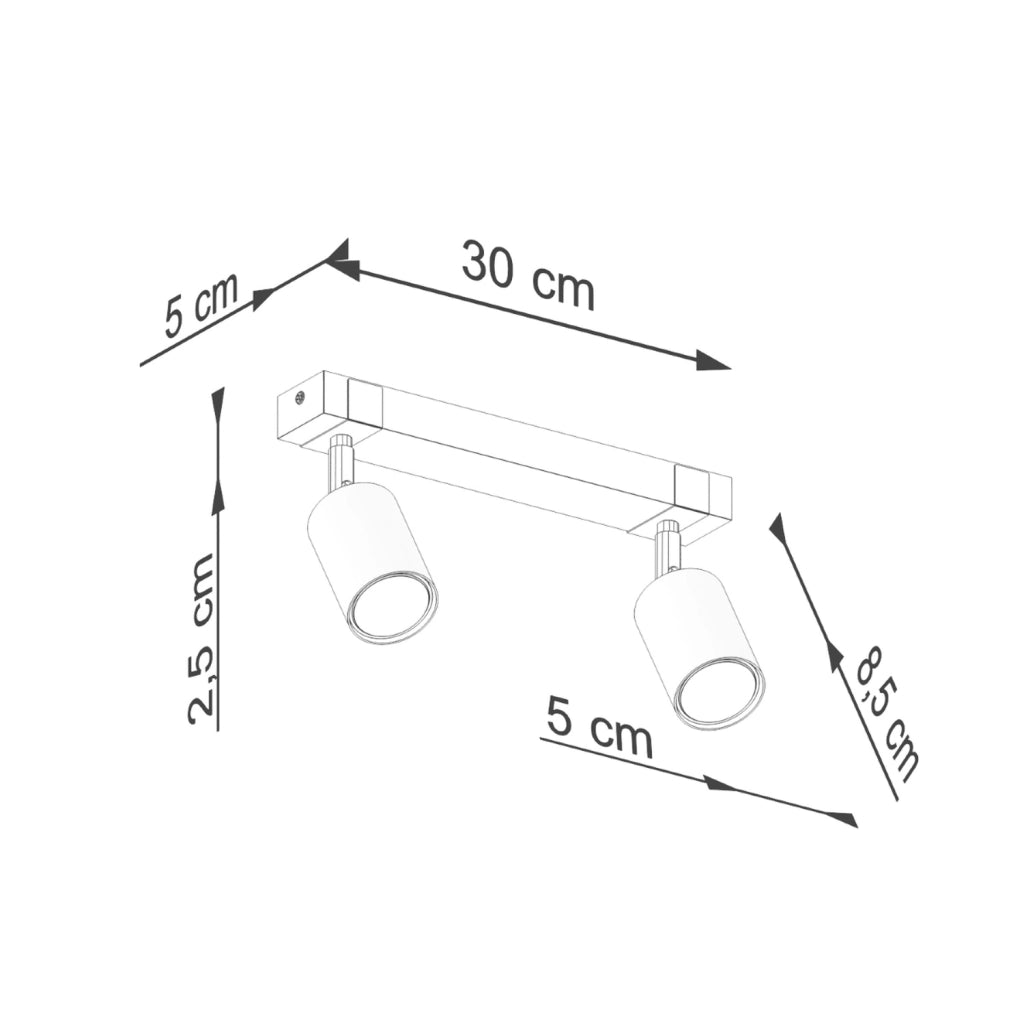 Spot soffitto scandinavo doppio nero legno 2xGU10