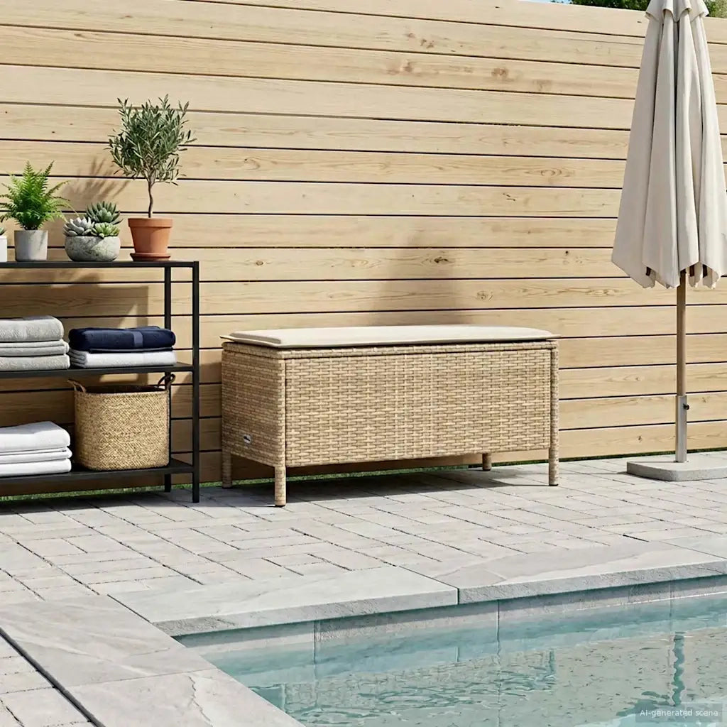 Sedia da giardino-Poggiapiedi da Giardino Beige e Crema 80 x 38 x 42 cm