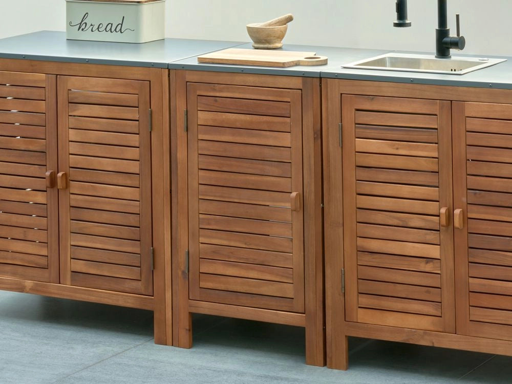 Mobile da cucina per esterni in legno di acacia marrone marrone 1 anta 50 x 50 x 83 cm Giardino Cucina Pranzo