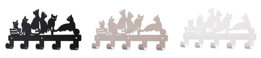 1 Pezzo Appendiabiti a Muro con Gatti 5 Ganci 36 x 17 x 3 cm 3 Colori