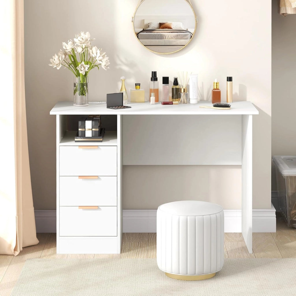 Scrivania per Casa con Presa Elettrica, Scrivania da 105 CM con 3 Cassetti e Scomparto Aperto, Postazione di Lavoro Moderna per Computer con Porte USB e Tipo-C, per Studio o Camera da Letto