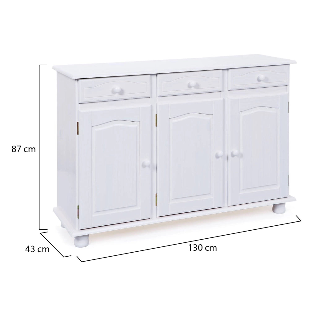 Madia Gragnano, Credenza 3 Cassetti, 130x43x87h cm Bianco