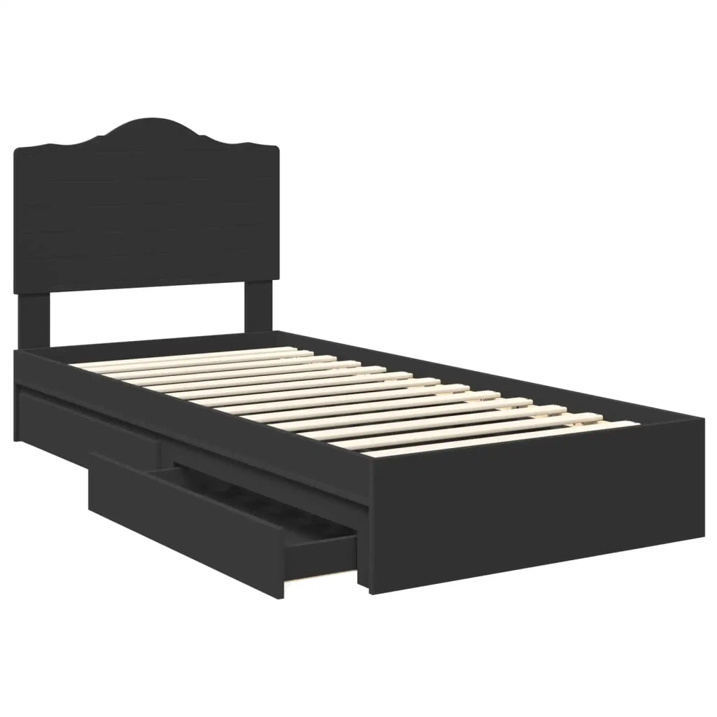 Letto con Contenitore Nero 70 x 190 cm Legno multistrato 3413556