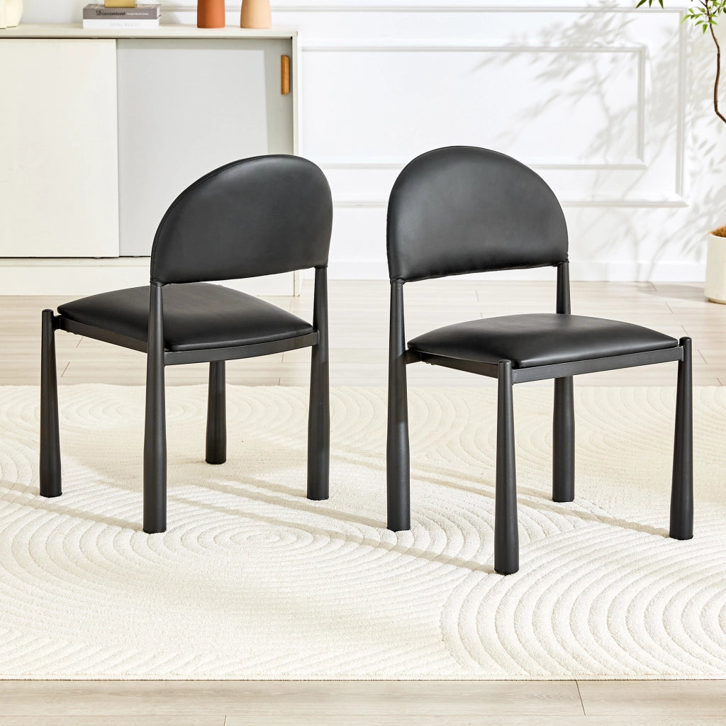 SEDIA da pranzo Set da 2 pezzi in PU Nero con gambe in metallo, 80 cm