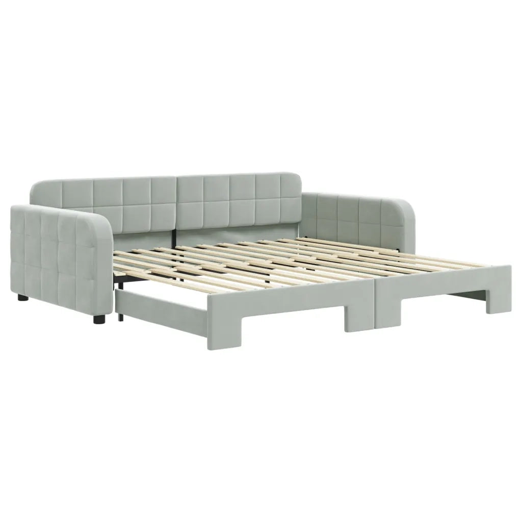 Divano Letto con Letto Estraibile Grigio Chiaro 100x200 Velluto 3196936