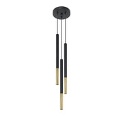 Lampada a sospensione Vitreo 3 luci nero/oro Pure Lume