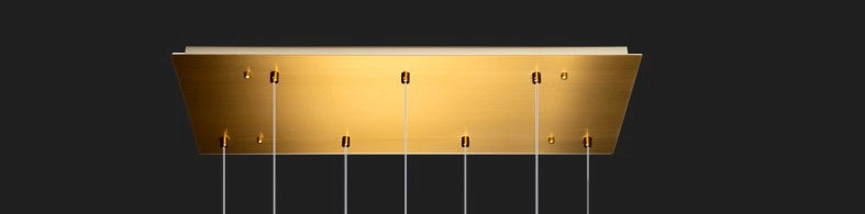 SOSPENSIONE OTTONE SAT. 7 LUCI RETTANGOLARE VETRI VERDE 1177OS-S7 R-VE