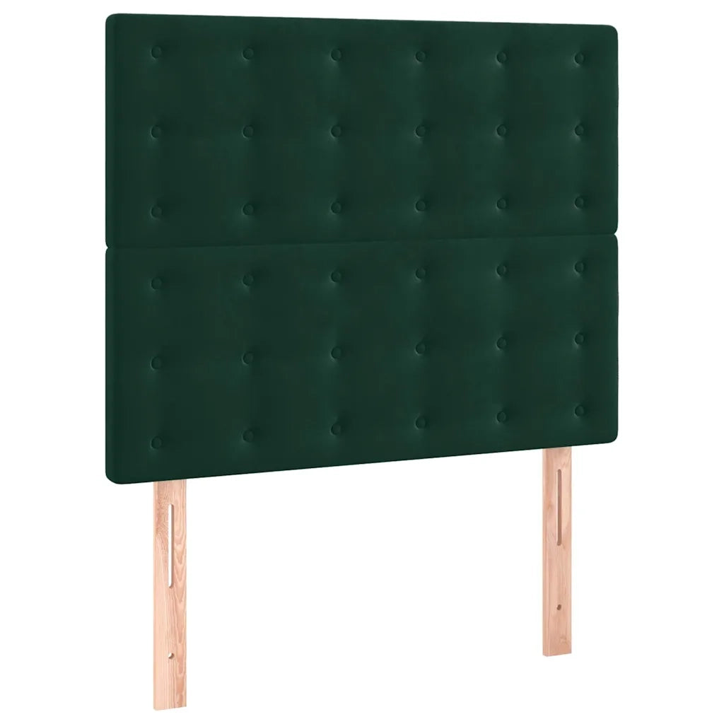 Letto a Molle con Materasso e LED Verde Scuro 90x190 cm Velluto 3136338