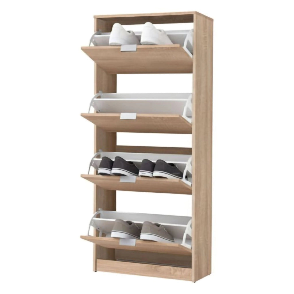 Mobile Portascarpe Santina, Scarpiera 8 Ripiani, 67x28x155.5h cm Marrone Rovere