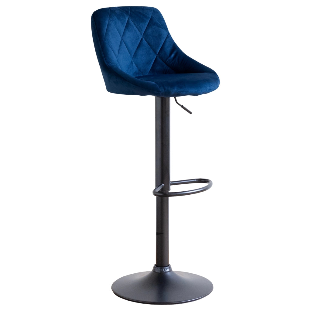 Sgabello da bar in velluto blu ROBIN