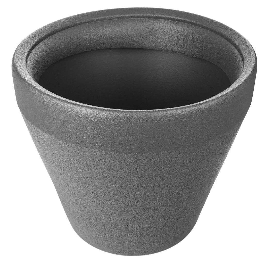 Vaso da fiori KADAX, grande, rotondo, per giardino e terrazzo, color antracite, 46 cm