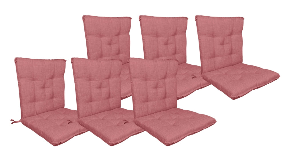 Set Cuscini Sedia Con Schienale Imbottiti Con Laccetti Banda Elastica 40 x 80 Cm Corallo - 6 Pezzi