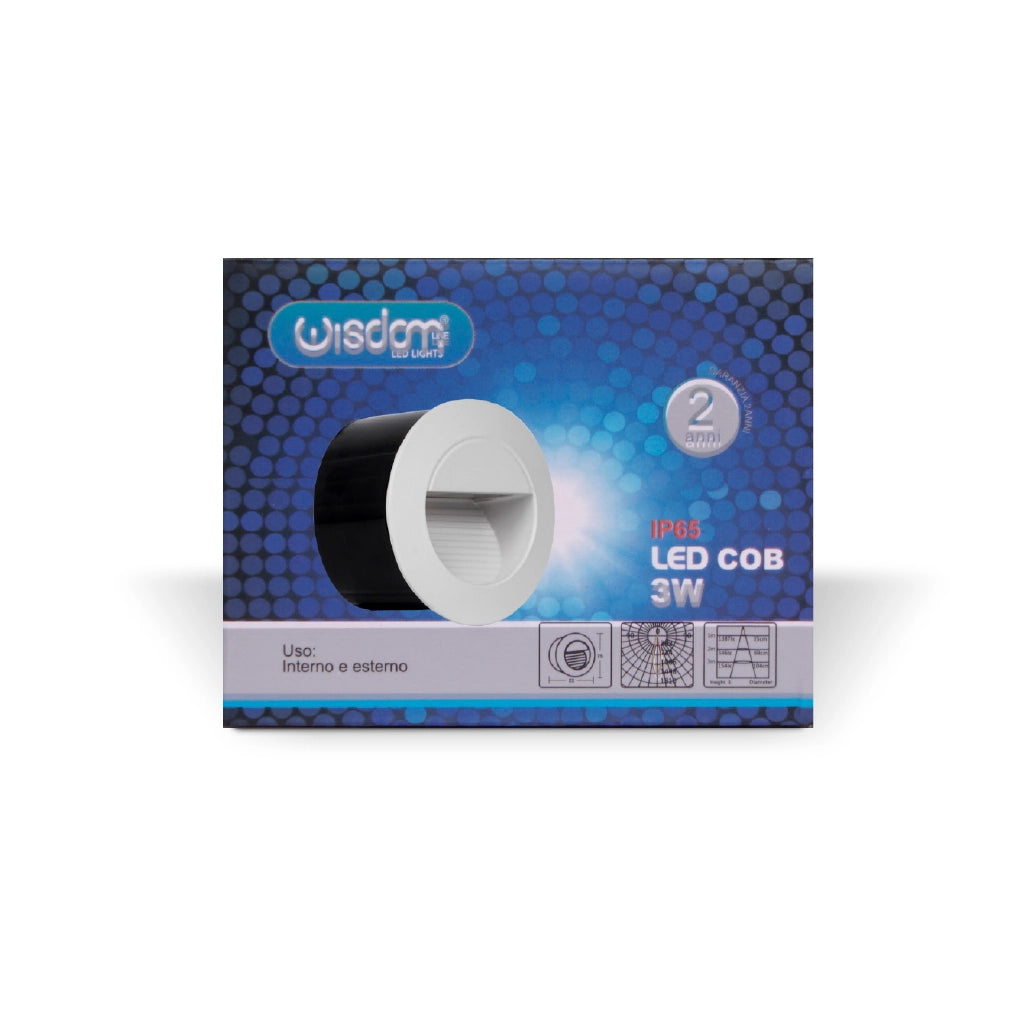 Applique tonda 3w bianca luce fredda luce indiretta 6500K