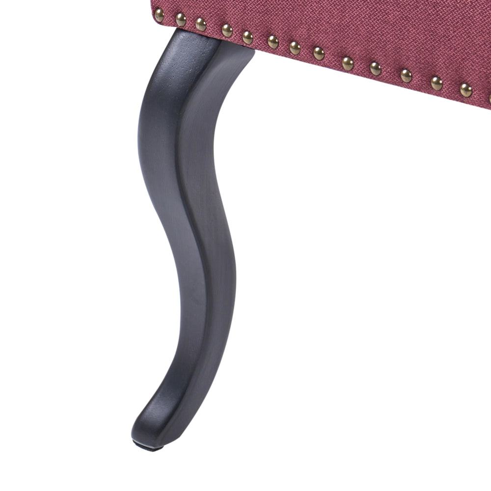 Divano da cucina in tessuto poliestere rosso scuro rivestimento imbottito 2 posti schienale ad ali gambe nere