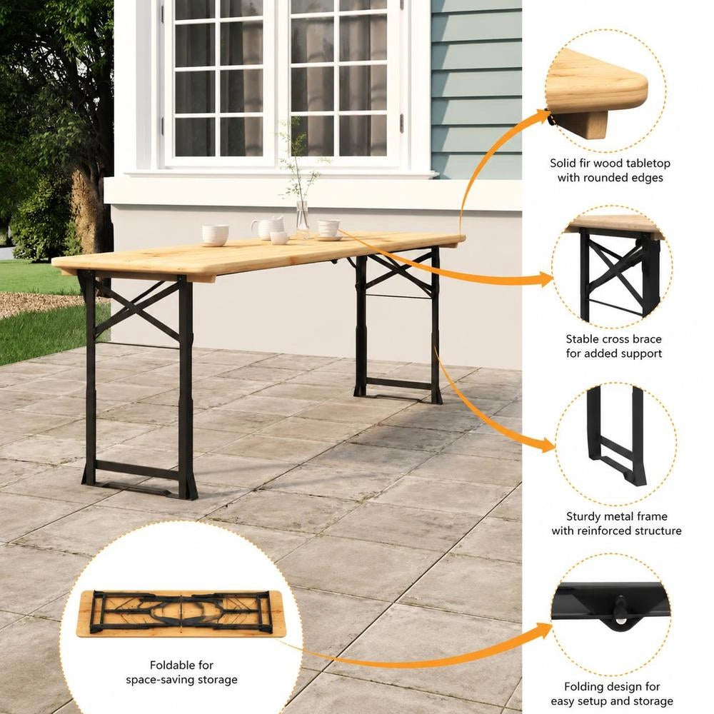 Folding Beer Table 170x50x75/105 Cm Solid Fir Wood