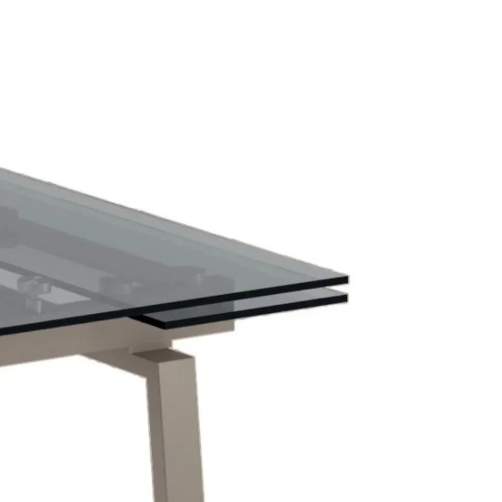Tavolo da pranzo allungabile in vetro temperato con gambre tortora Jackson 140-200x80 cm fino a 8 posti | Duzzle