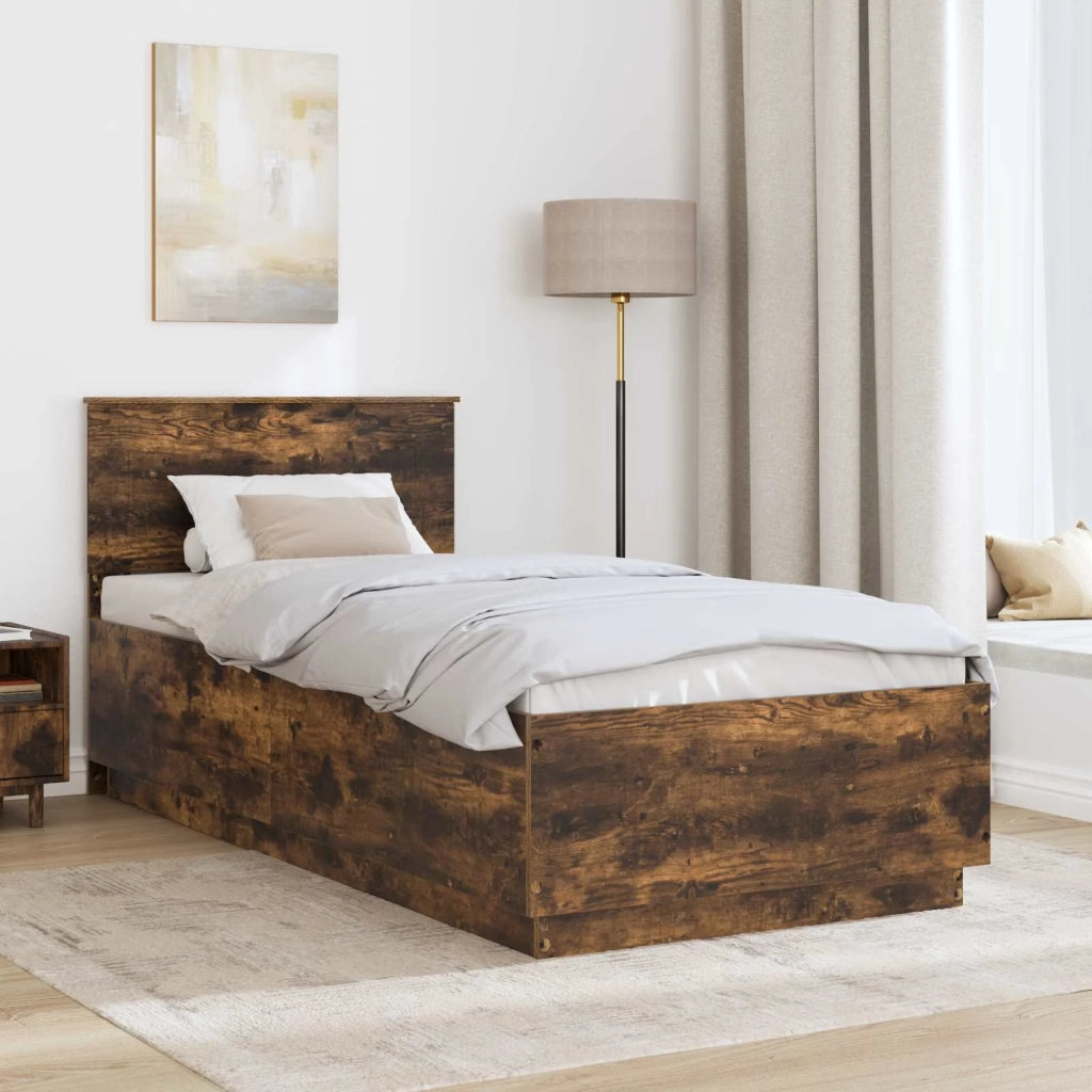 Struttura del letto con testiera Rovere Fumo 90 x 200 cm 3408212